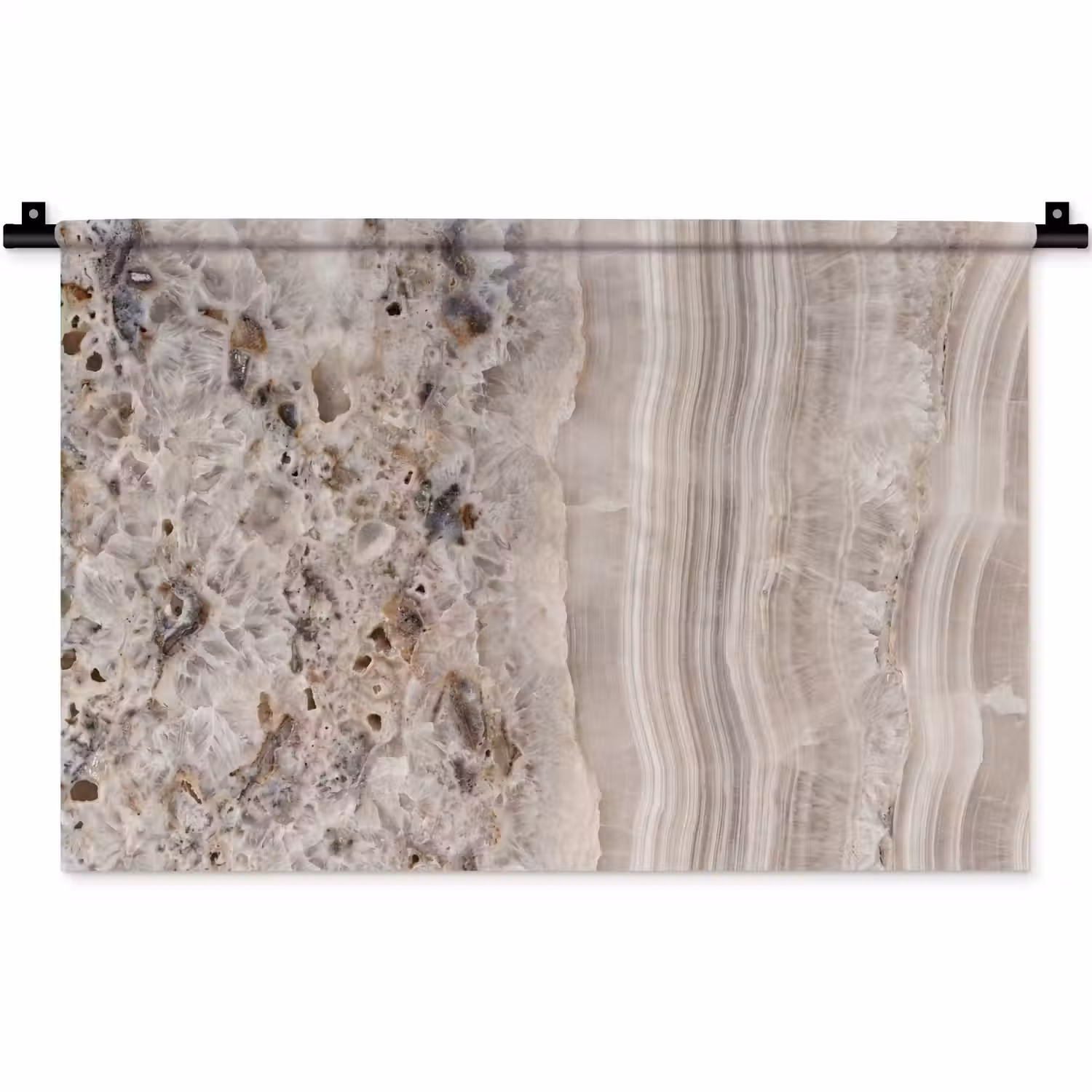 Steen - Textuur - Abstract - Beige - Wit Wandkleed katoen klein -zz3d