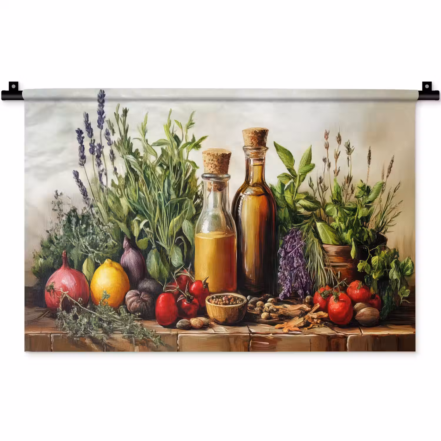 Stilleven - Kruiden - Specerijen - Fruit - Kleurrijk Wandkleed katoen klein -zz3d