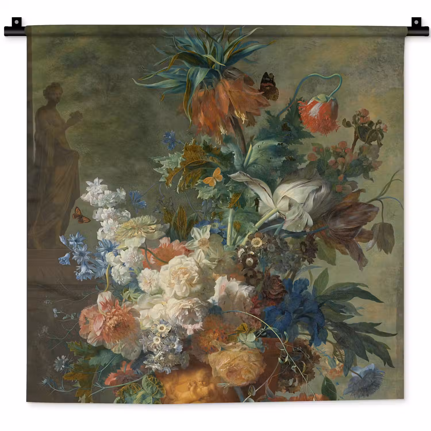 Stilleven met bloemen - Schilderij van Jan van Huysum Wandkleed katoen klein -zz3d