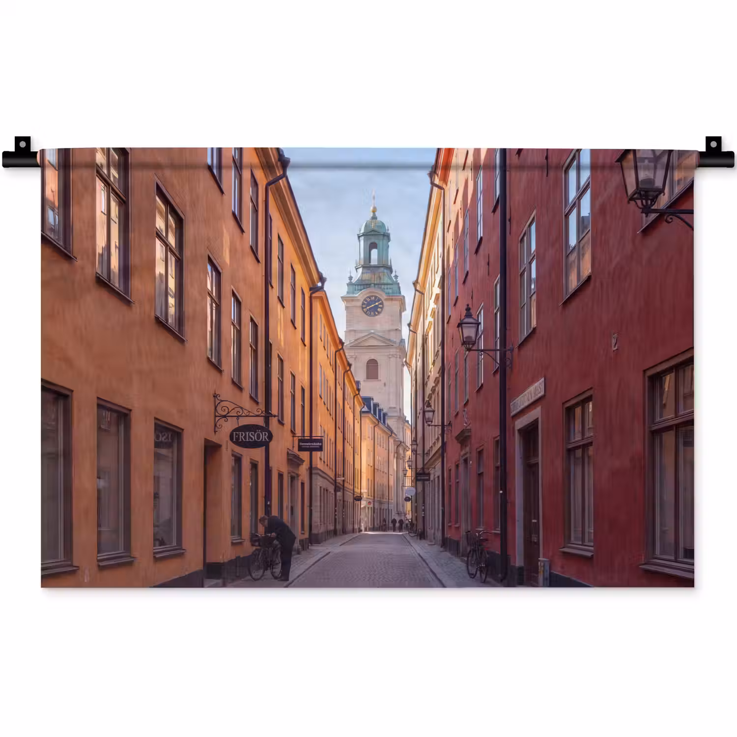 Straat - Klokkentoren - Stad - Architectuur - Historisch Wandkleed katoen klein -zz3d