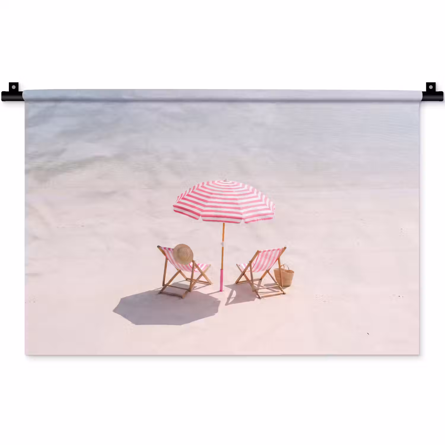Strand - Parasol - Ligstoel - Zomer - Roze Wandkleed katoen klein -zz3d