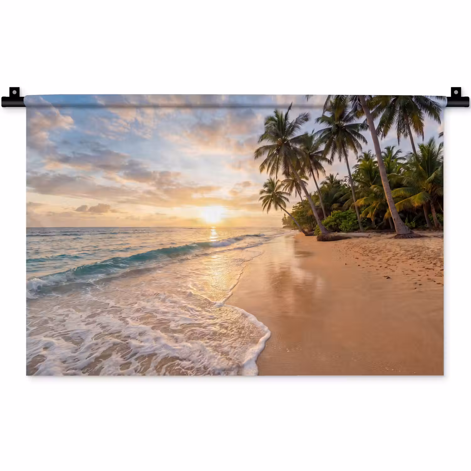 Strand - Zonsondergang - Tropisch - Natuur - Goud Wandkleed katoen klein -zz3d
