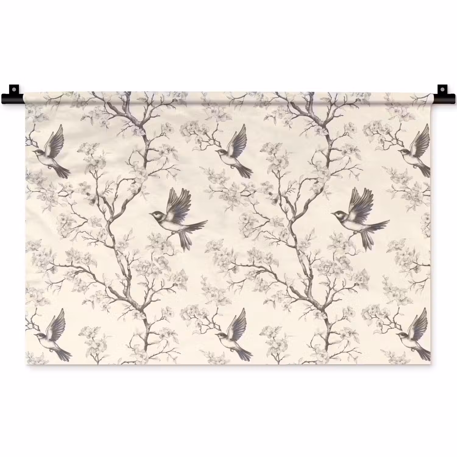 Takken - Vogels - Beige Wandkleed katoen klein 269 -zz3d