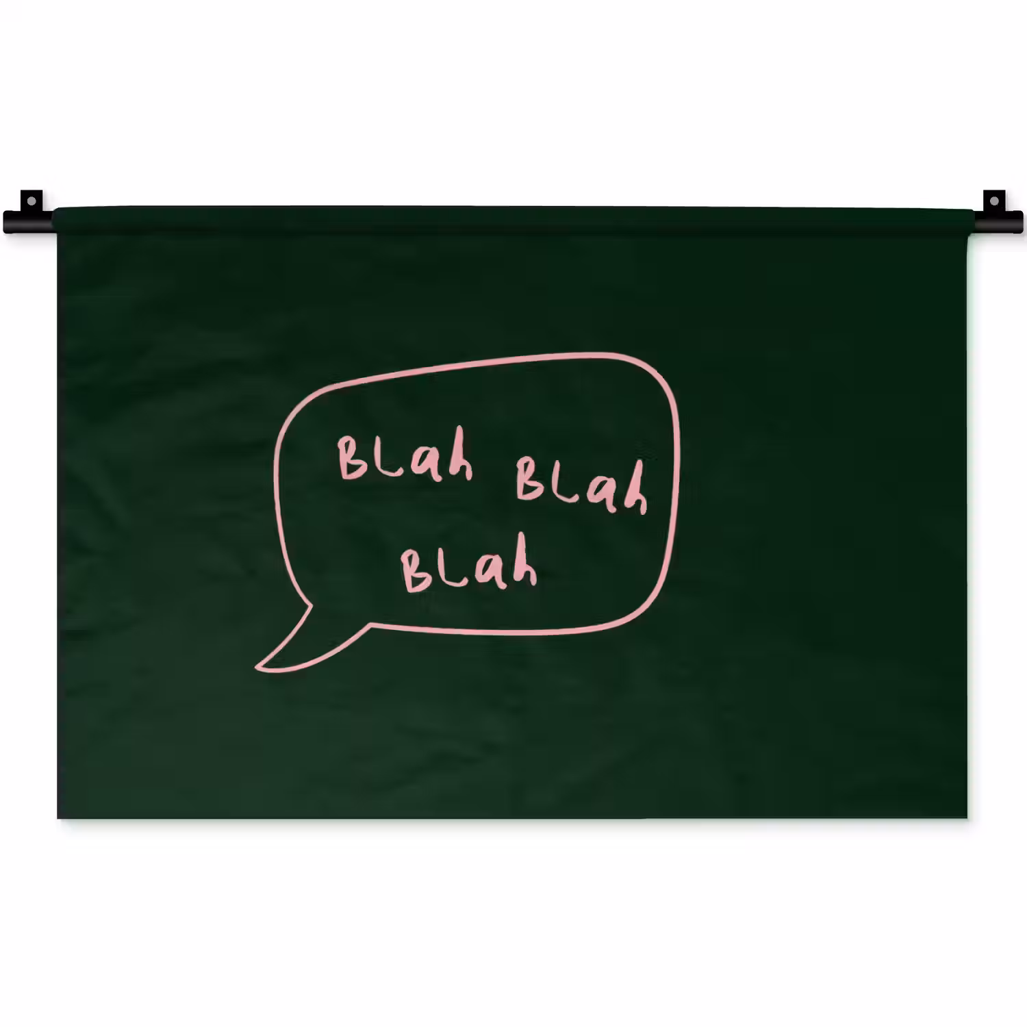 Tekstwolkje - Donkergroen - BLAH BLAH BLAH Wandkleed katoen klein -zz3d