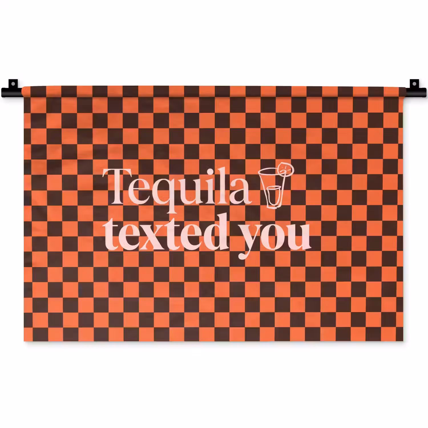 Tequila texted you - Glas - Vierkanten - Oranje Wandkleed katoen klein -zz3d