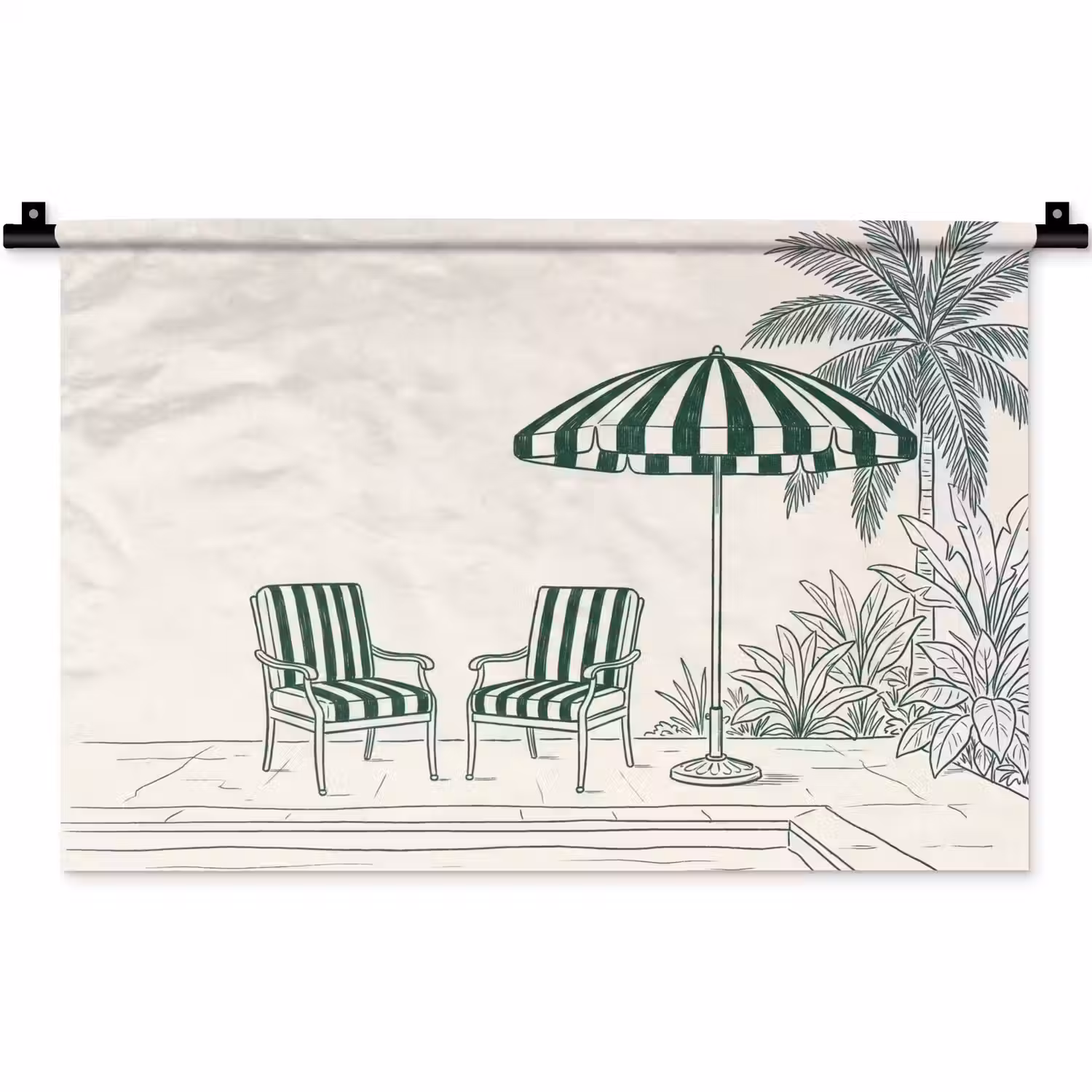 Terras - Illustratie - Groen Wandkleed katoen klein -zz3d