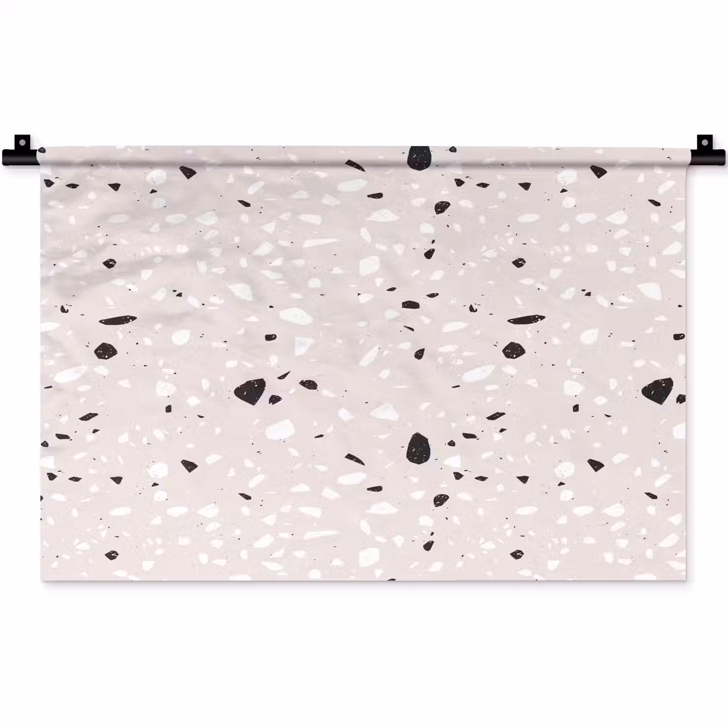 Terrazzo - Patroon - Zacht - Zwart - Wit Wandkleed katoen klein 269 -zz3d