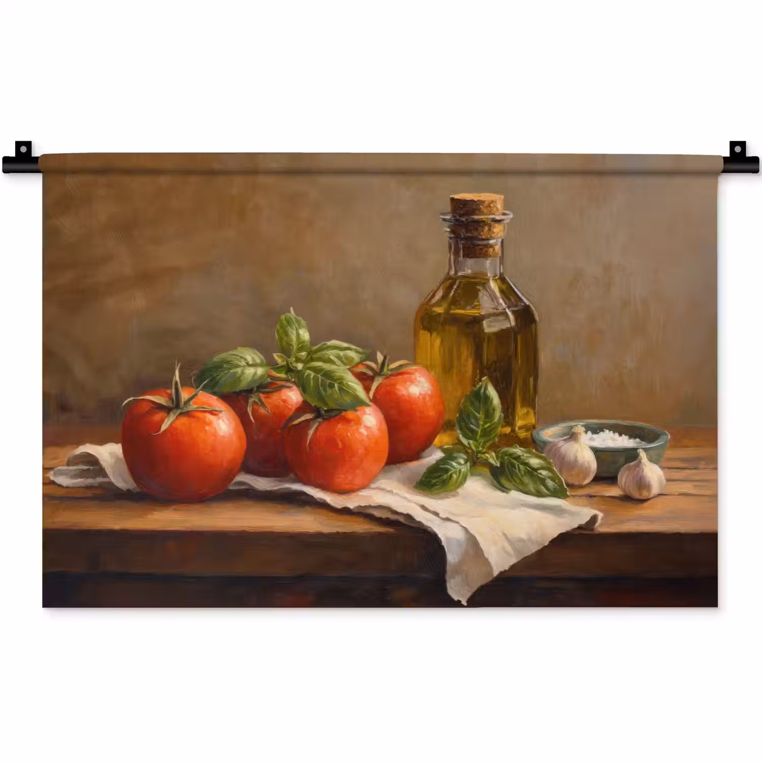 Tomaten - Olijfolie - Stilleven Wandkleed katoen klein -zz3d