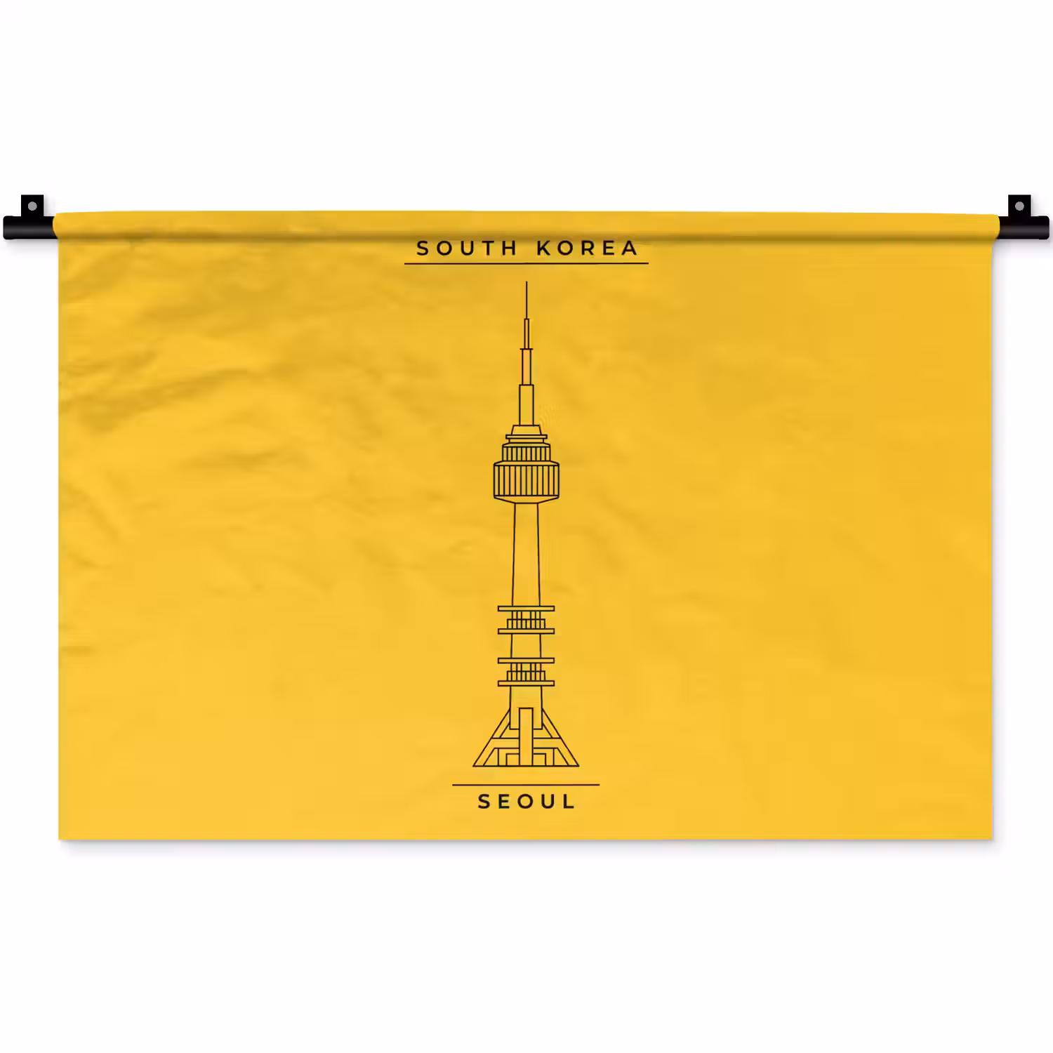 Toren - Seoul - Architectuur - Minimalistisch - Geel Wandkleed katoen klein -zz3d