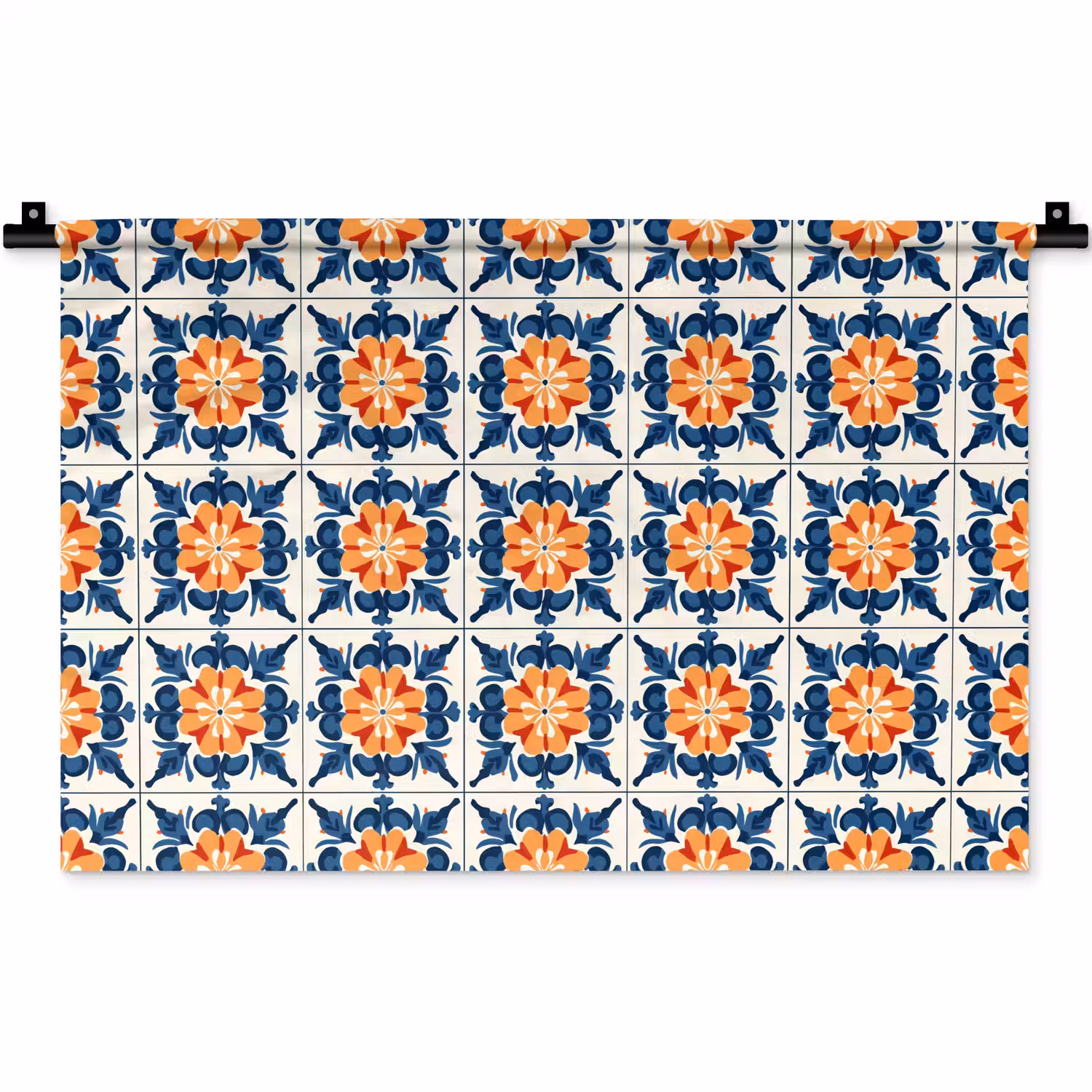 Traditioneel - Tegel - Oranje Wandkleed katoen klein 269 -zz3d