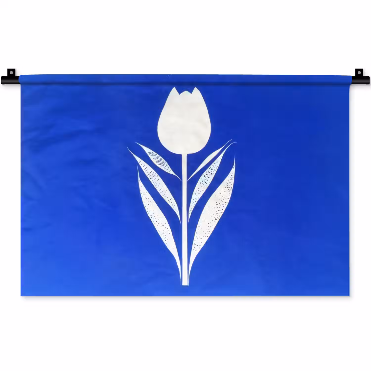 Tulp - Minimalistisch - Bladeren - Wit Wandkleed katoen klein -zz3d