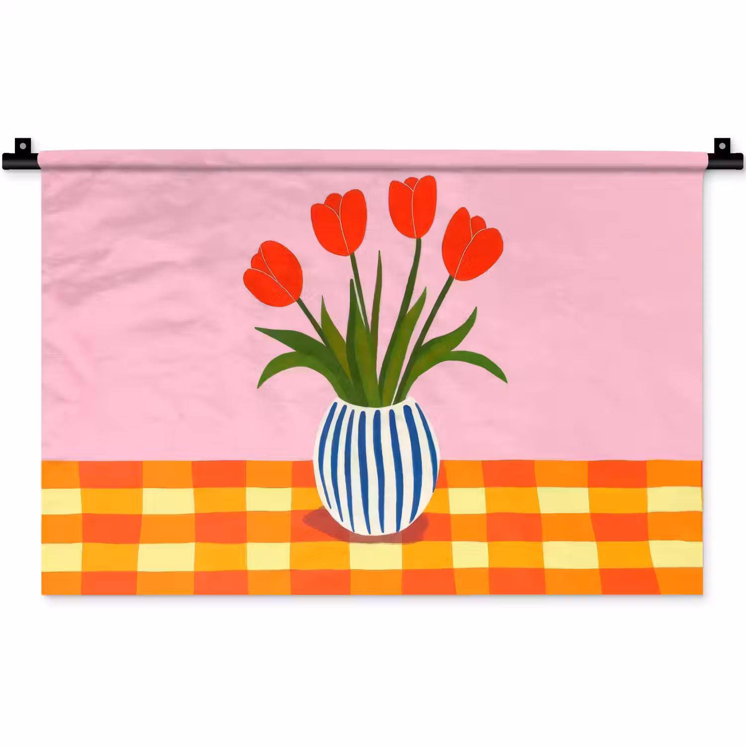 Tulpen - Roze - Vaas Wandkleed katoen klein -zz3d