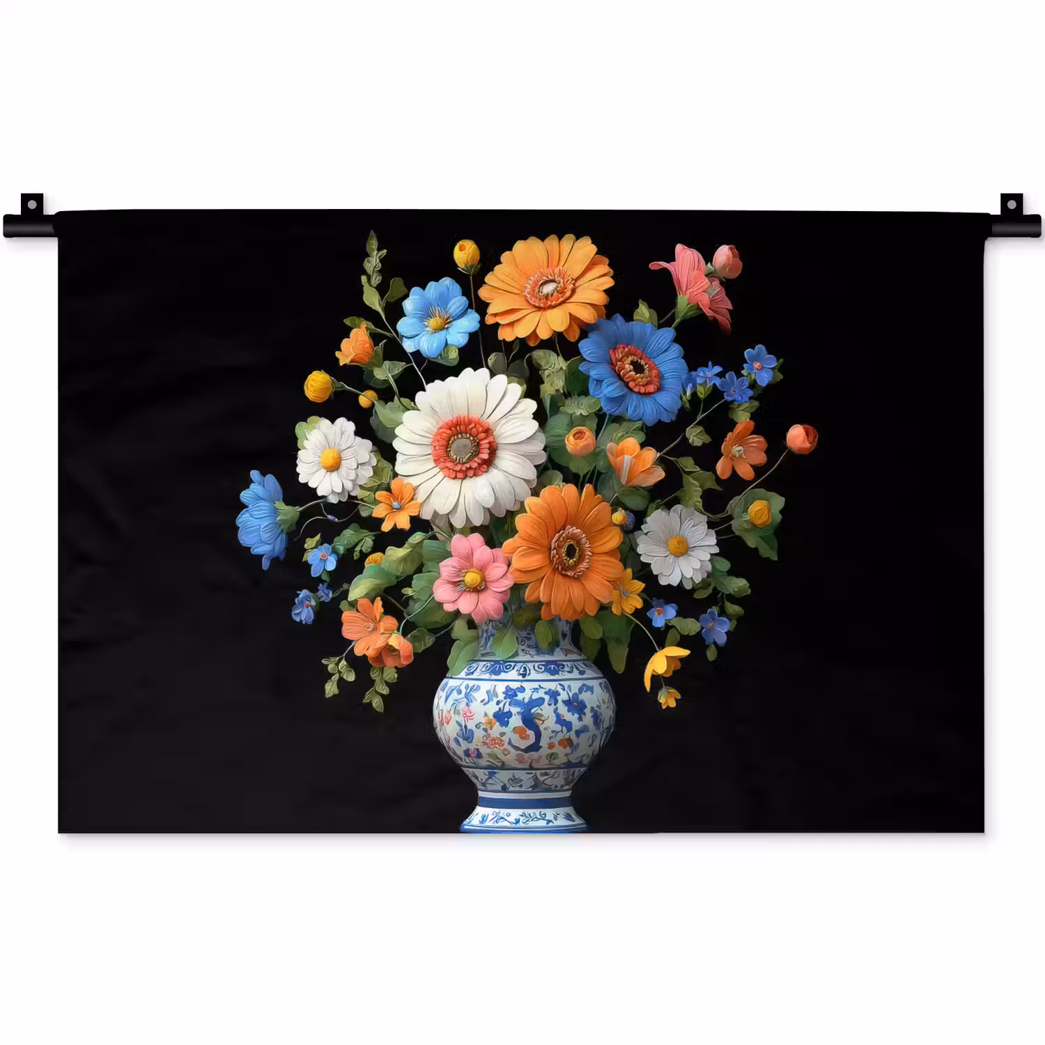 Vaas - Boeket - Bloemen - Kleur Wandkleed katoen klein -zz3d