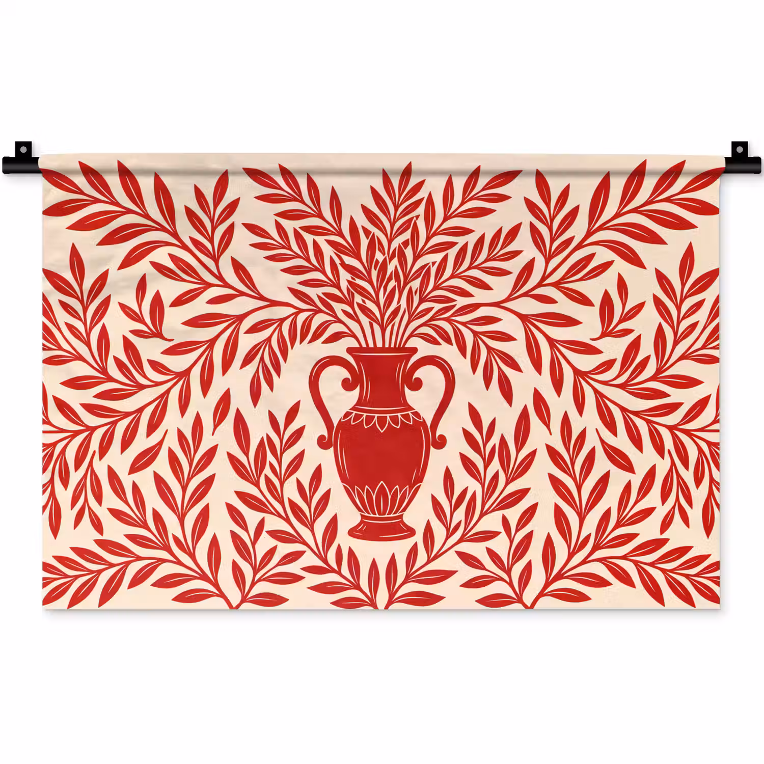 Vaas - Planten - Decoratie - Abstract - Rood Wandkleed katoen klein -zz3d