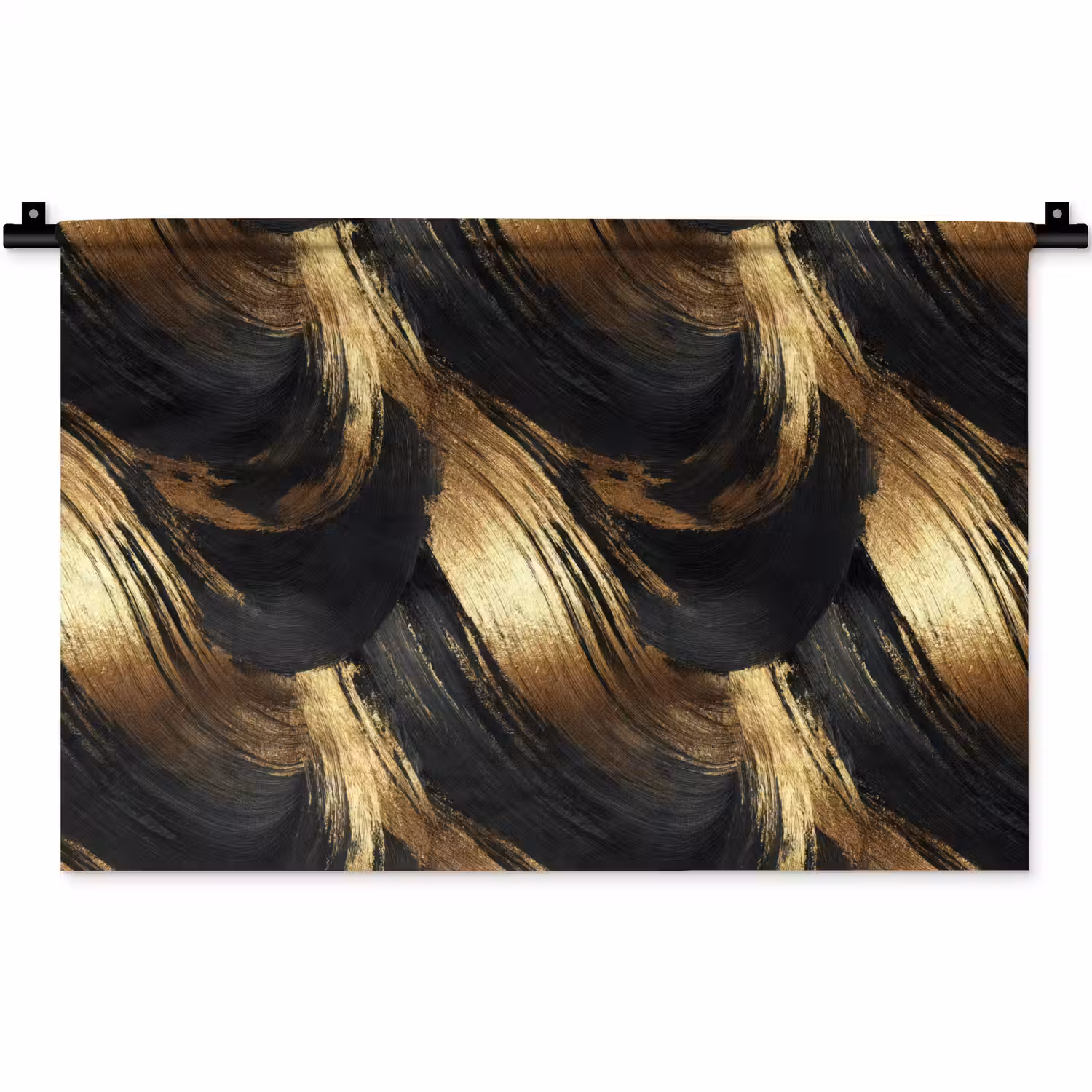 Verfstreken - Abstract - Goud - Zwart Wandkleed katoen klein 269 -zz3d