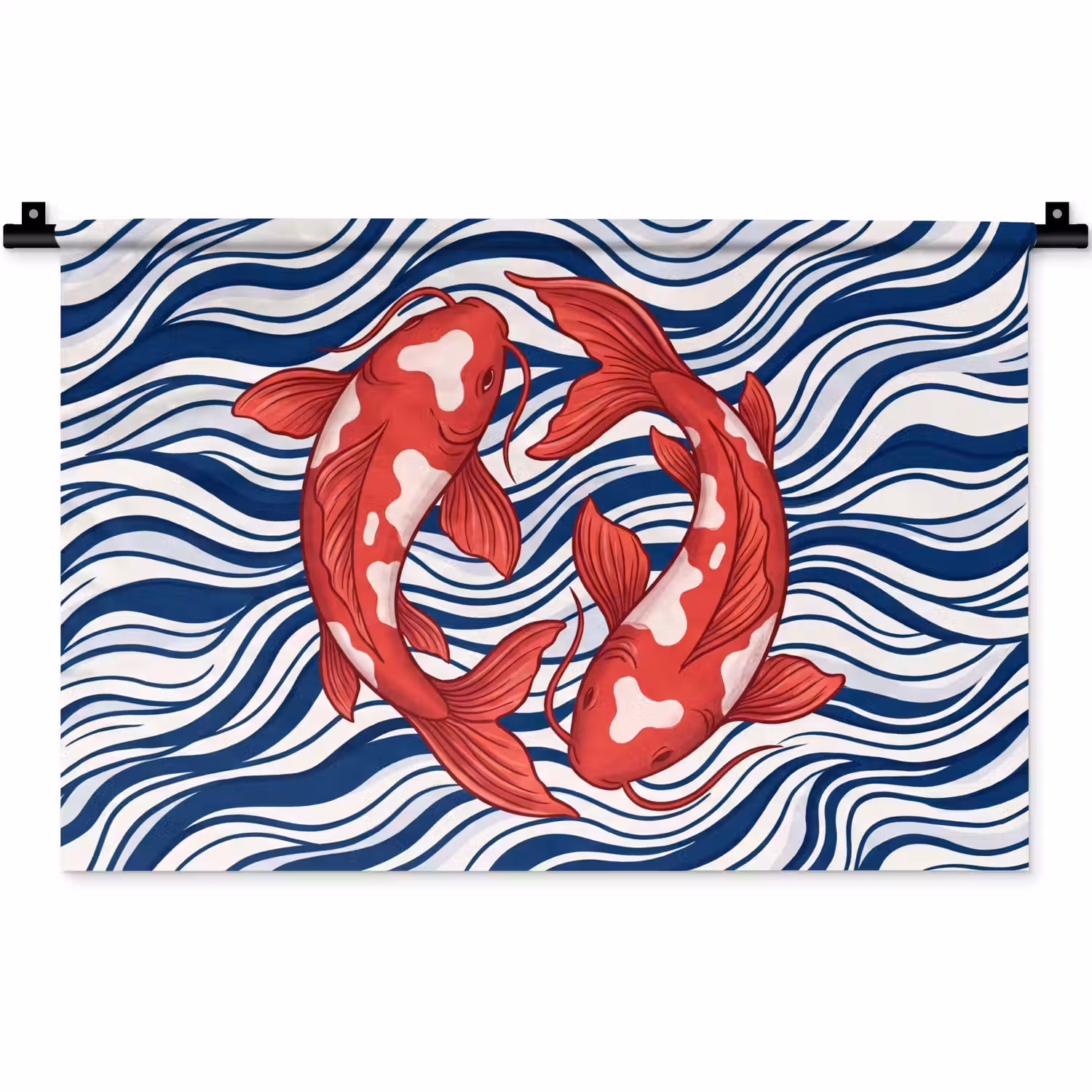 Vis - Water - Natuur - Illustratie - Rood Wandkleed katoen klein -zz3d