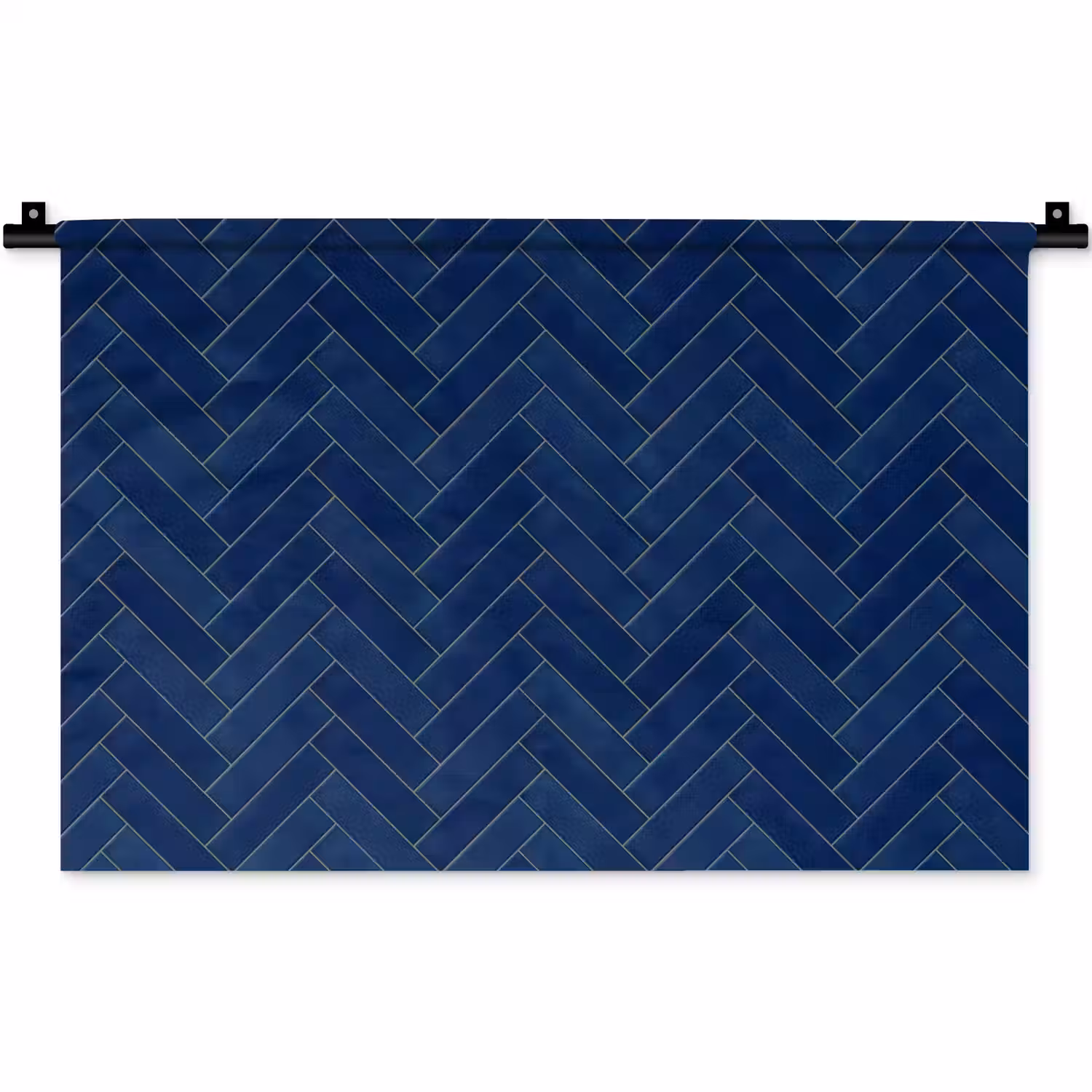 Visgraat - Wandtegel - Donkerblauw - Navy Blue Wandkleed katoen klein 269 -zz3d