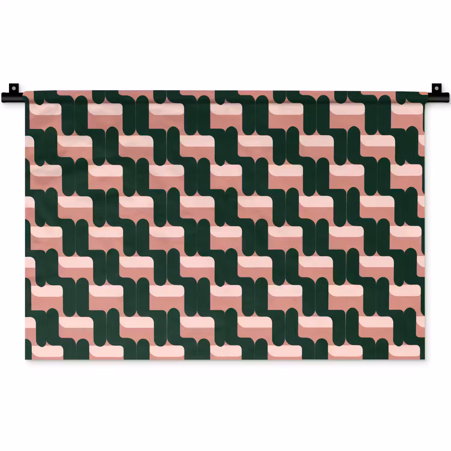 Vlechtpatroon - Groen - Roze - Geometrisch Wandkleed katoen klein 269 -zz3d