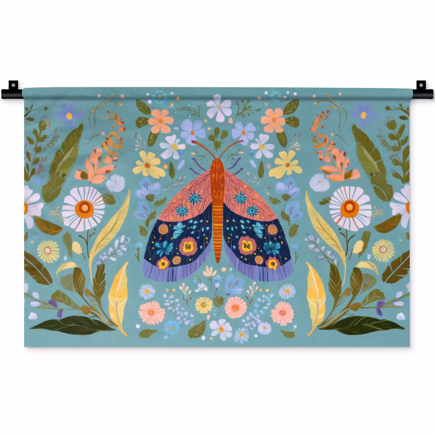 Vlinder - Sierlijk - Bloemen - Bladeren Wandkleed katoen klein -zz3d