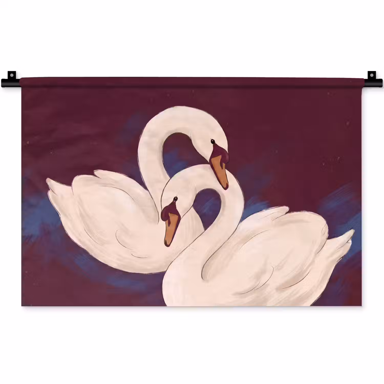 Vogel - Koppel - Liefde - Abstract - Wit Wandkleed katoen klein -zz3d