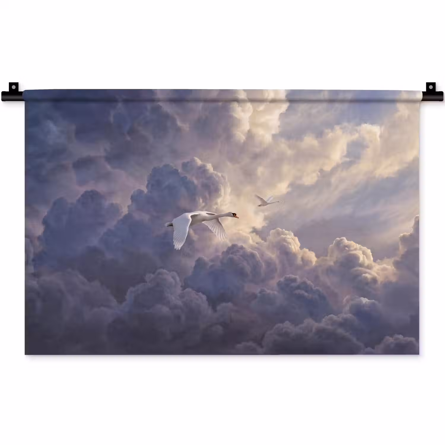 Vogel - Vliegend - Natuur - Wit - Wolken Wandkleed katoen klein -zz3d