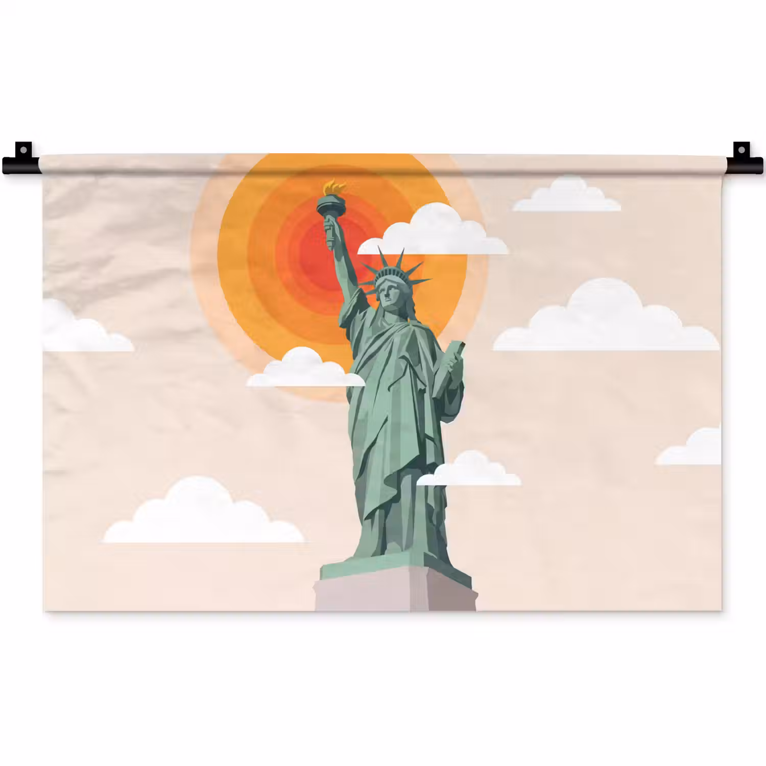 Vrijheidsbeeld - New York - Zon - Modern Wandkleed katoen klein -zz3d