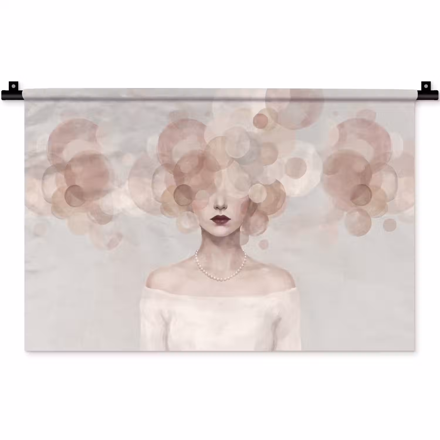 Vrouw - Cirkels - Beige Wandkleed katoen klein -zz3d