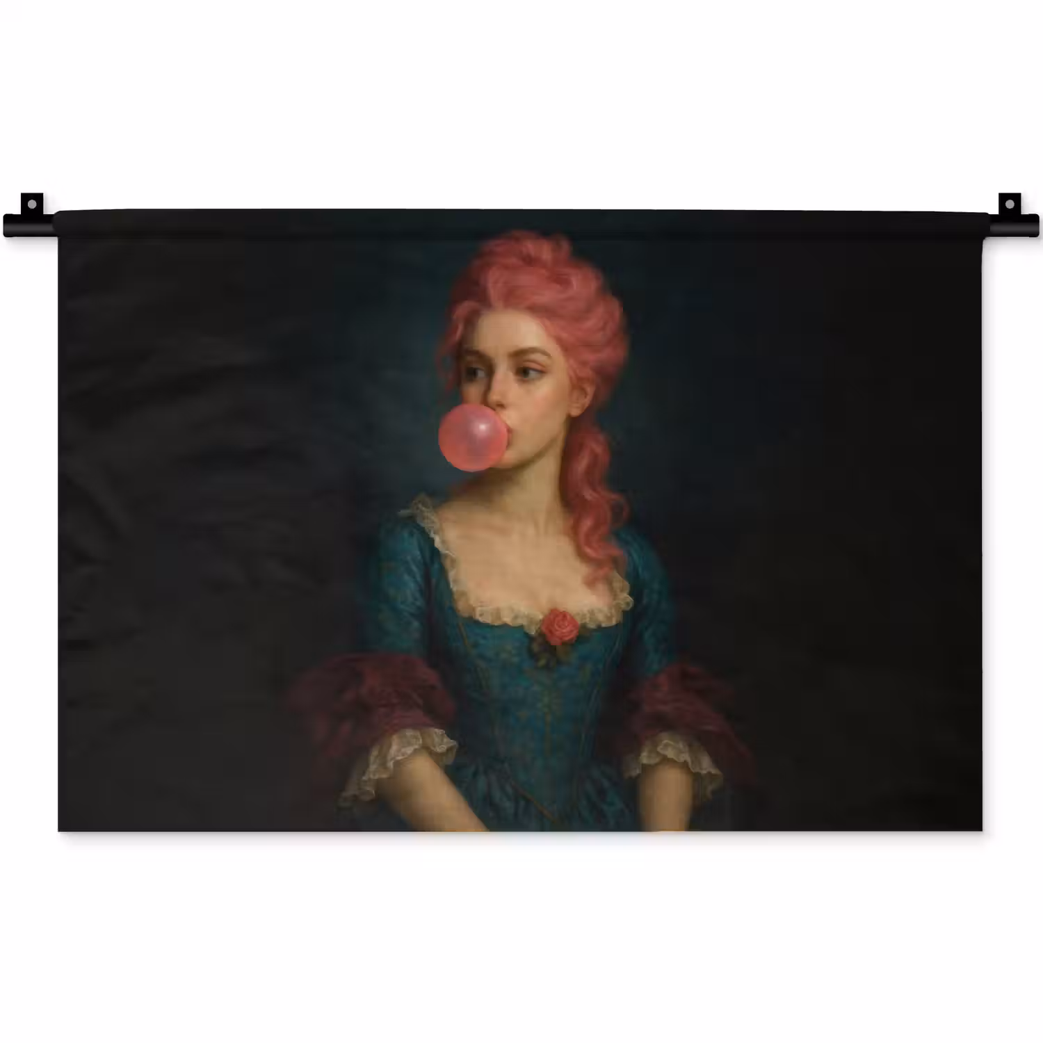 Vrouw - Portret - Kauwgombel Wandkleed katoen klein -zz3d