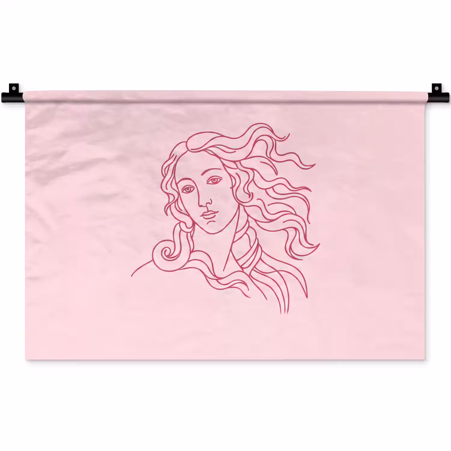 Vrouw - Portret - Klassiek - Line-art - Roze Wandkleed katoen klein -zz3d