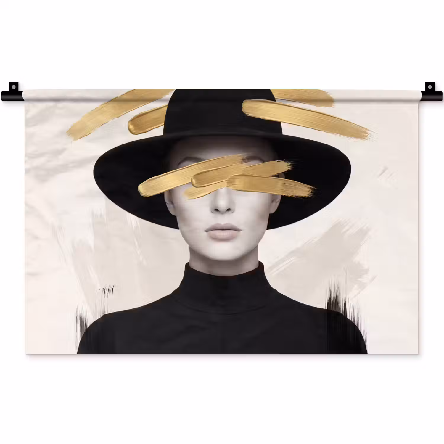 Vrouw - Portret - Modern - Goud - Kunst Wandkleed katoen klein -zz3d