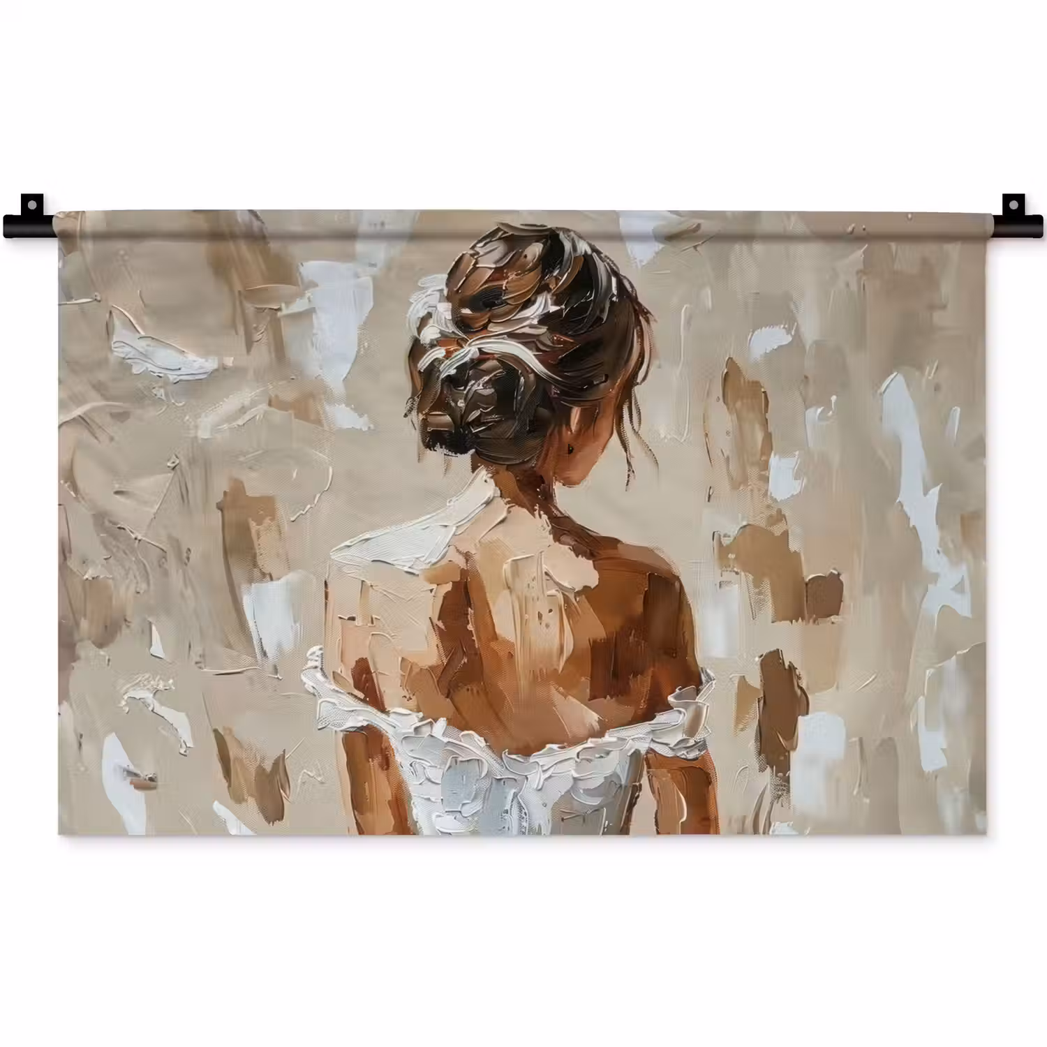 Vrouw - Verf - Abstract - Beige - Modern Wandkleed katoen klein -zz3d