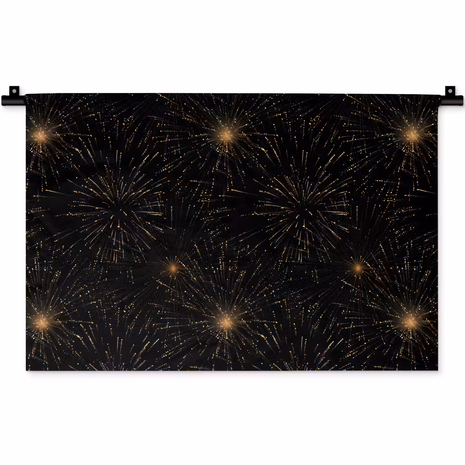 Vuurwerk - Patroon - Feestelijk - Goud - Zwart Wandkleed katoen klein 269 -zz3d