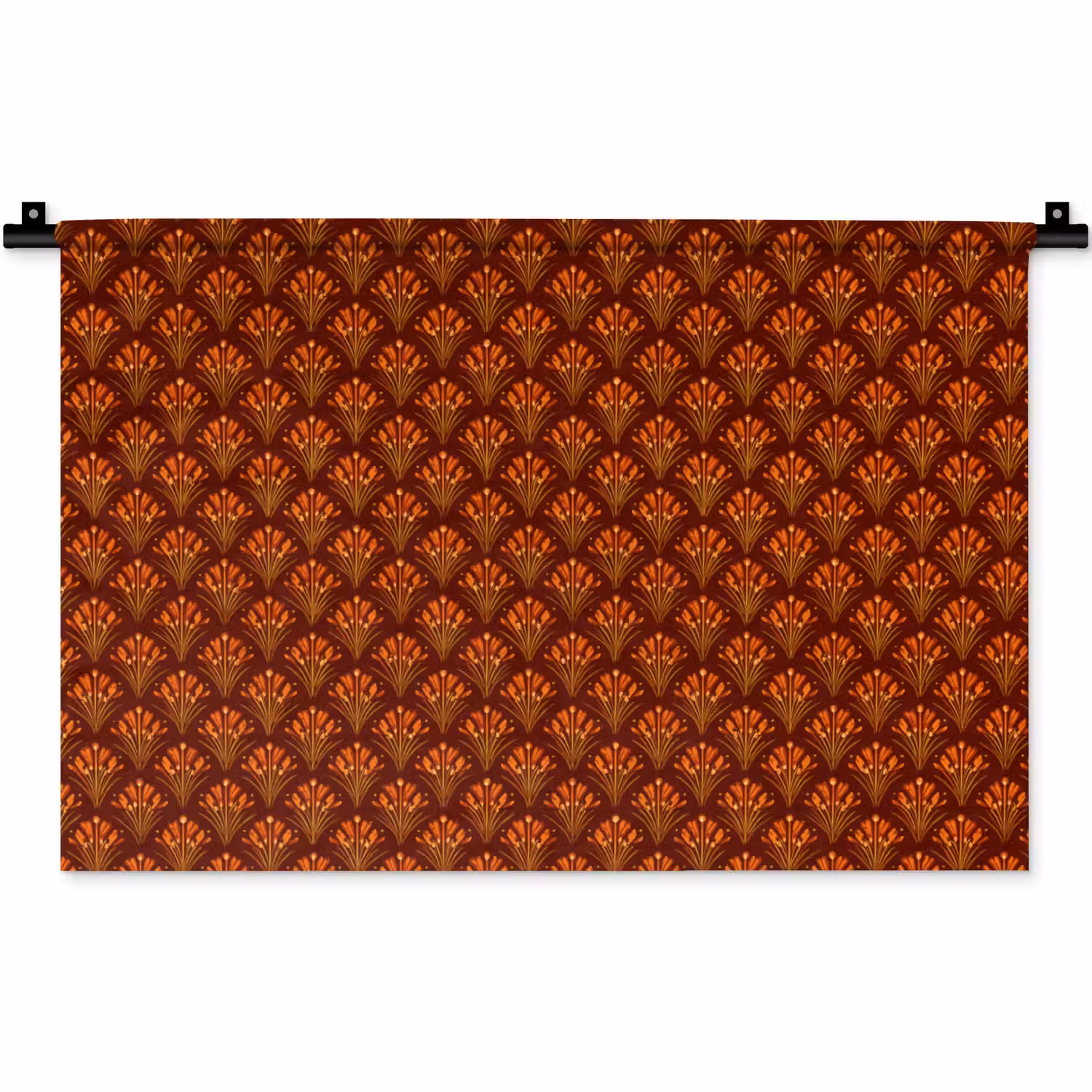 Waaiers - Art Deco - Botanisch - Roestbruin - Oranje Wandkleed katoen klein 269 -zz3d