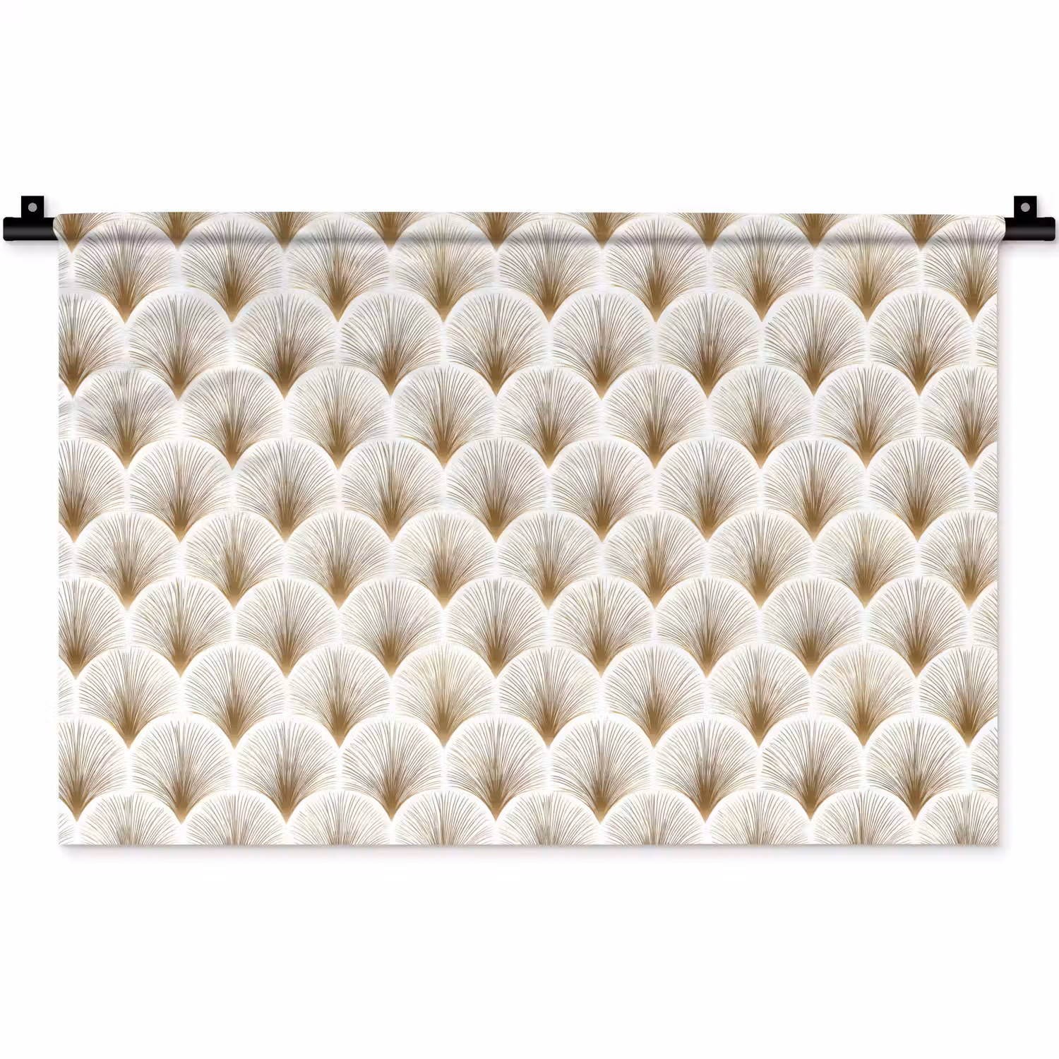 Waaiers - Art Deco - Elegant - Goud - Wit Wandkleed katoen klein 269 -zz3d