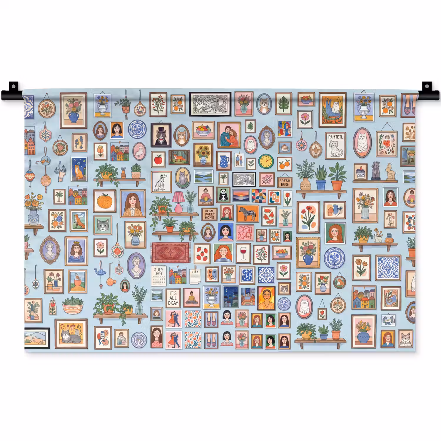 Wanddecoratie - Collectie - Huis - Illustratief - Kleurrijk Wandkleed katoen klein -zz3d