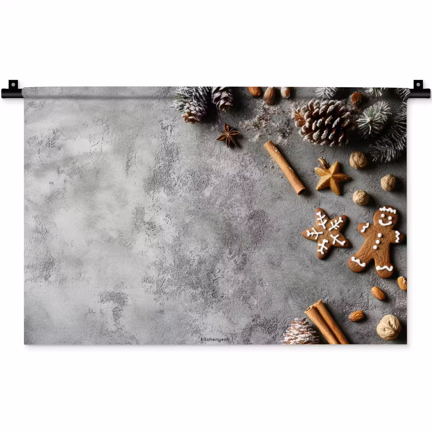 Winter - Kerst - Beton - Dennenappels Wandkleed katoen klein -zz3d