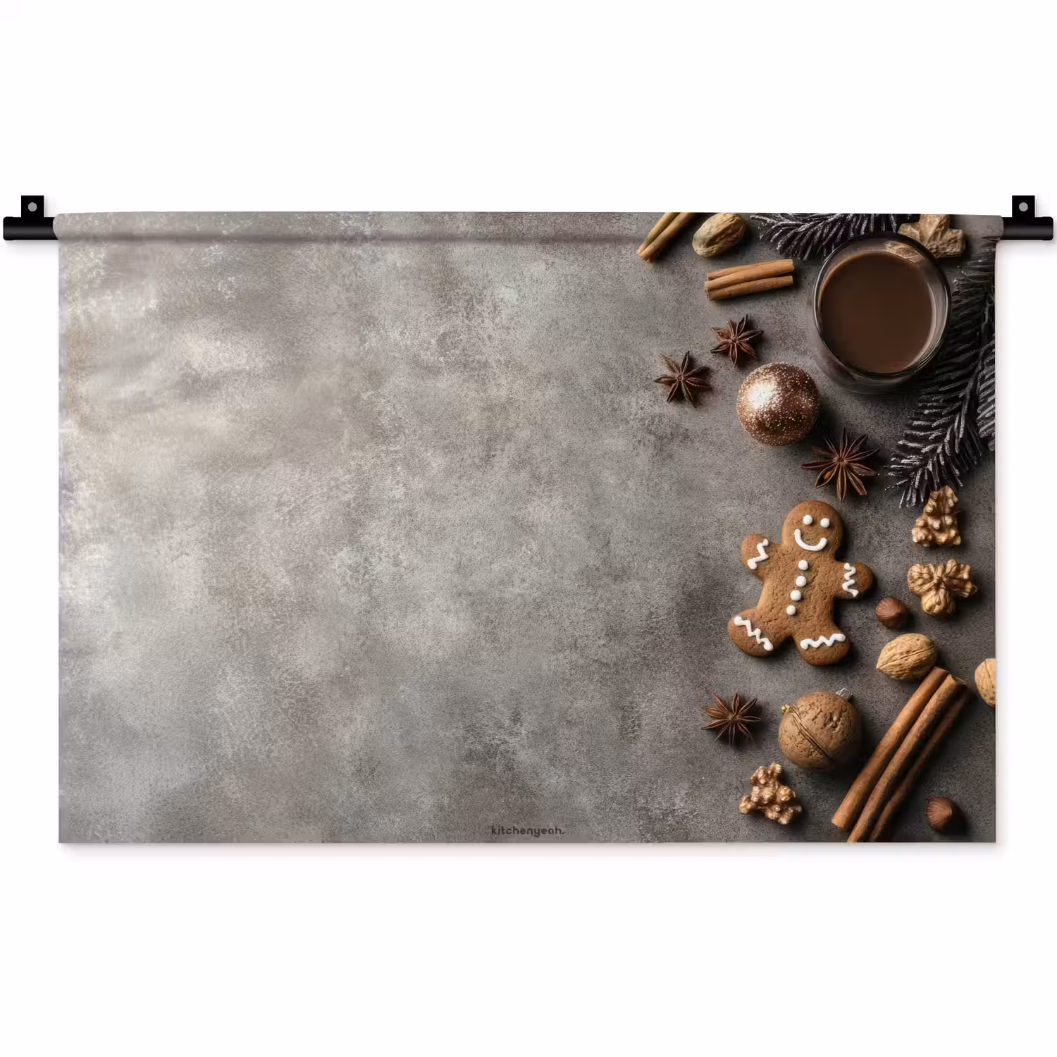 Winter - Kerst - Beton - Gingerbread man Wandkleed katoen klein -zz3d