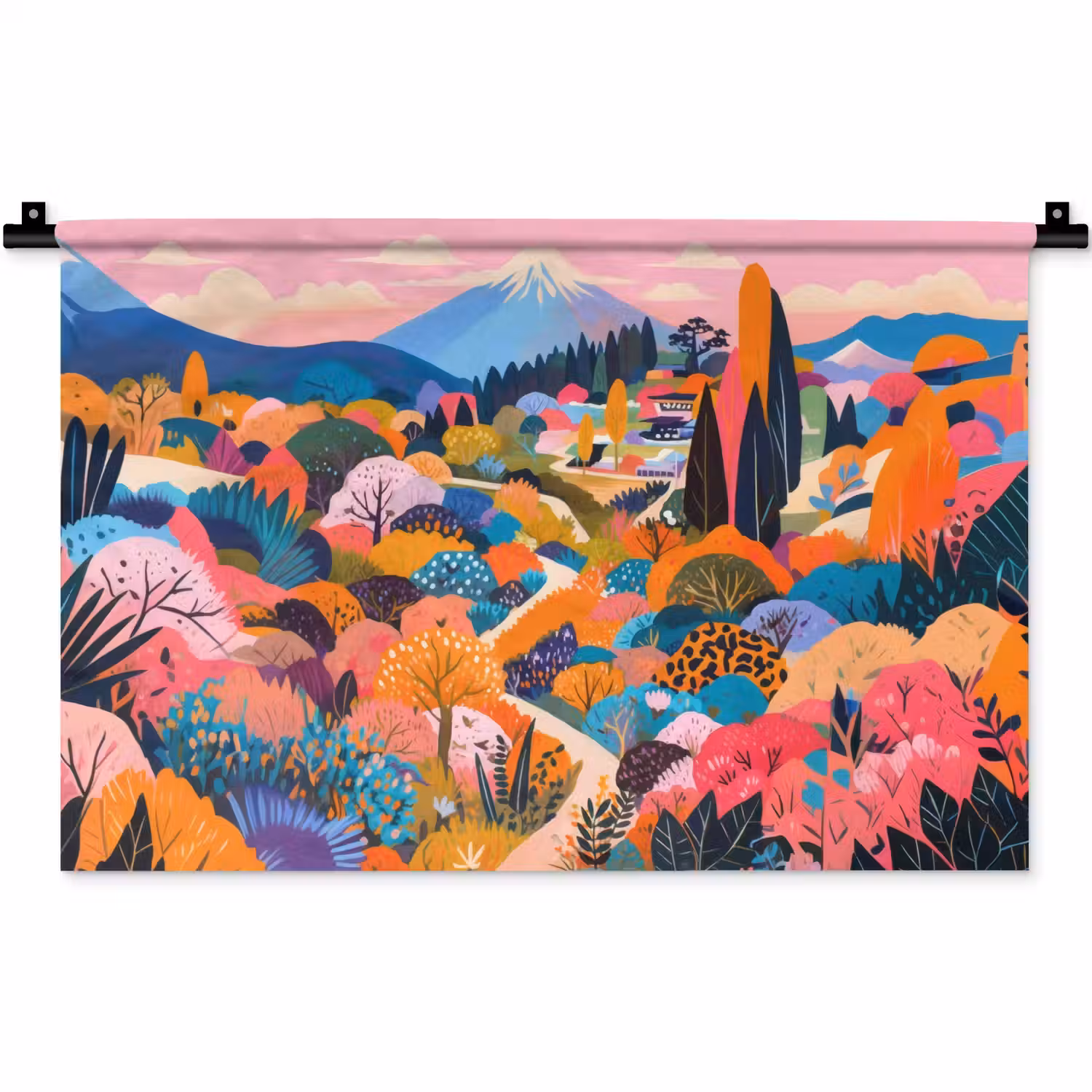 Witte bergtop - Modern - Kleurrijk Wandkleed katoen klein -zz3d