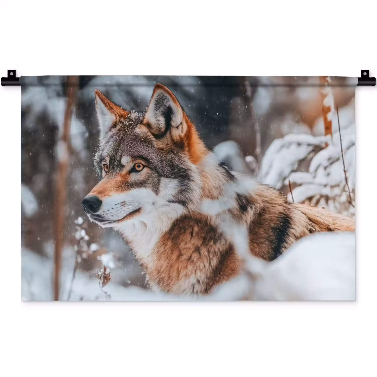Wolf - Sneeuw - Winter - Dieren - Natuur - Sneeuw Wandkleed katoen klein -zz3d