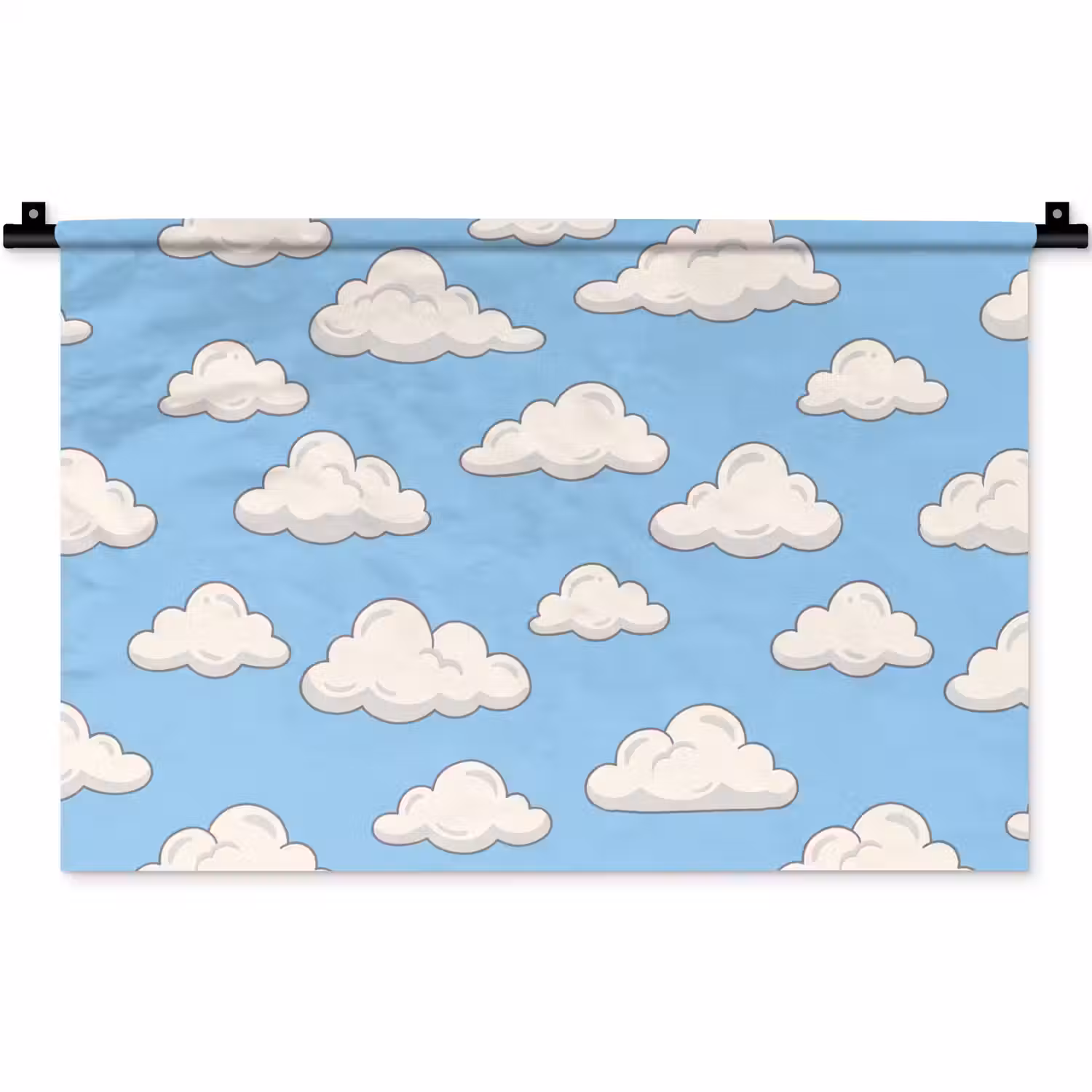 Wolk - Cartoon - Lucht - Blauw - Wit Wandkleed katoen klein -zz3d