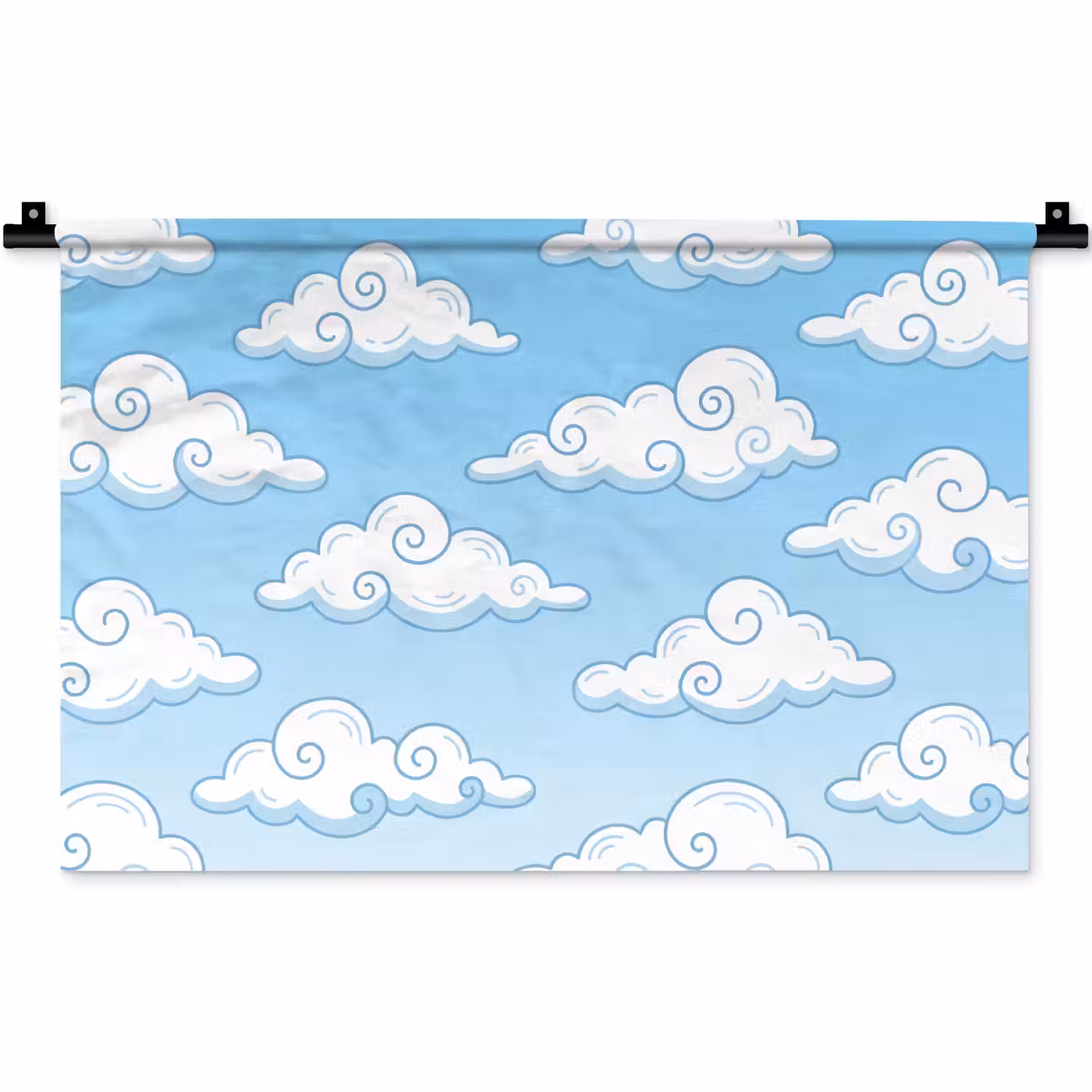 Wolk - Lucht - Cartoon - Blauw - Wit Wandkleed katoen klein -zz3d