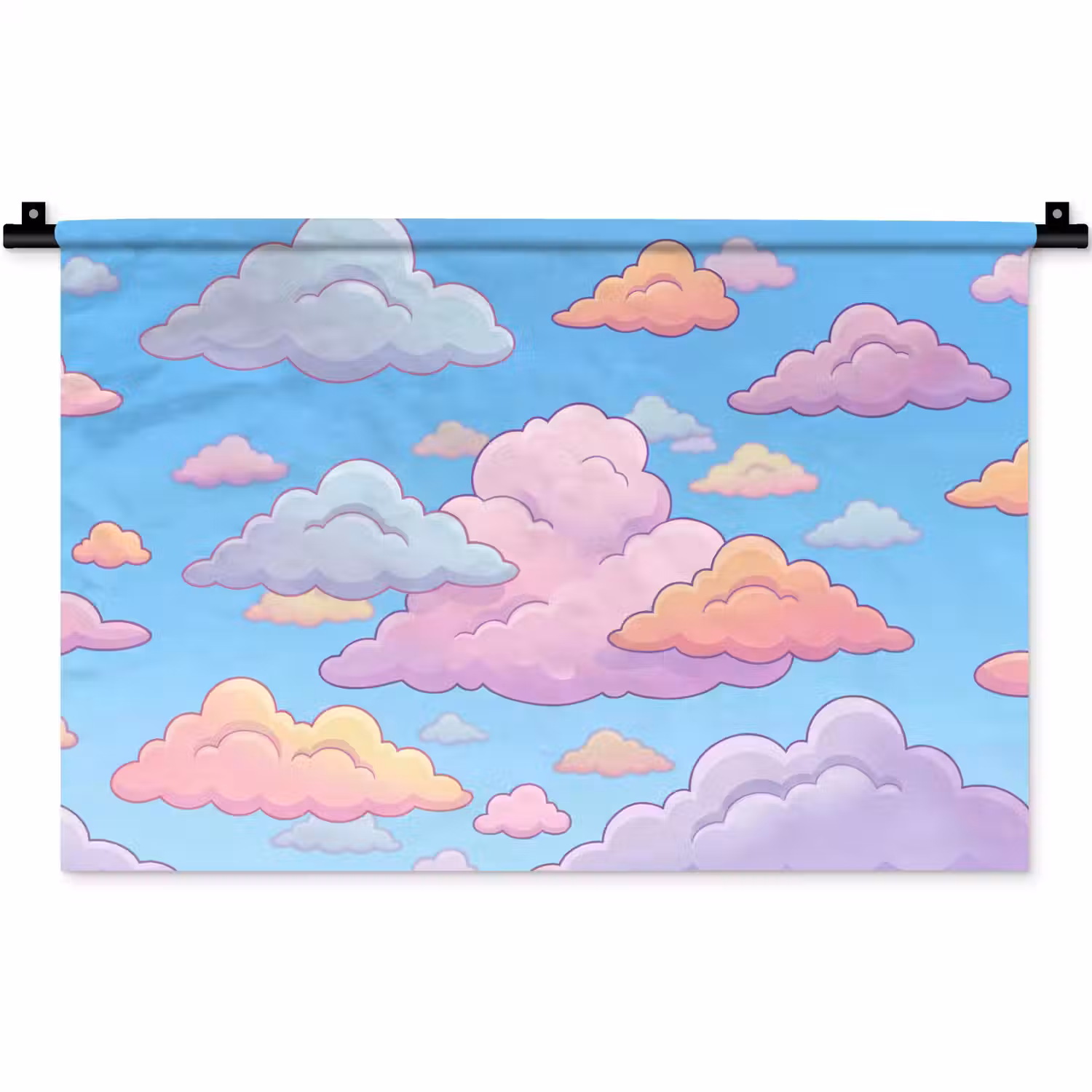 Wolk - Lucht - Natuur - Illustratie - Pastel Wandkleed katoen klein -zz3d