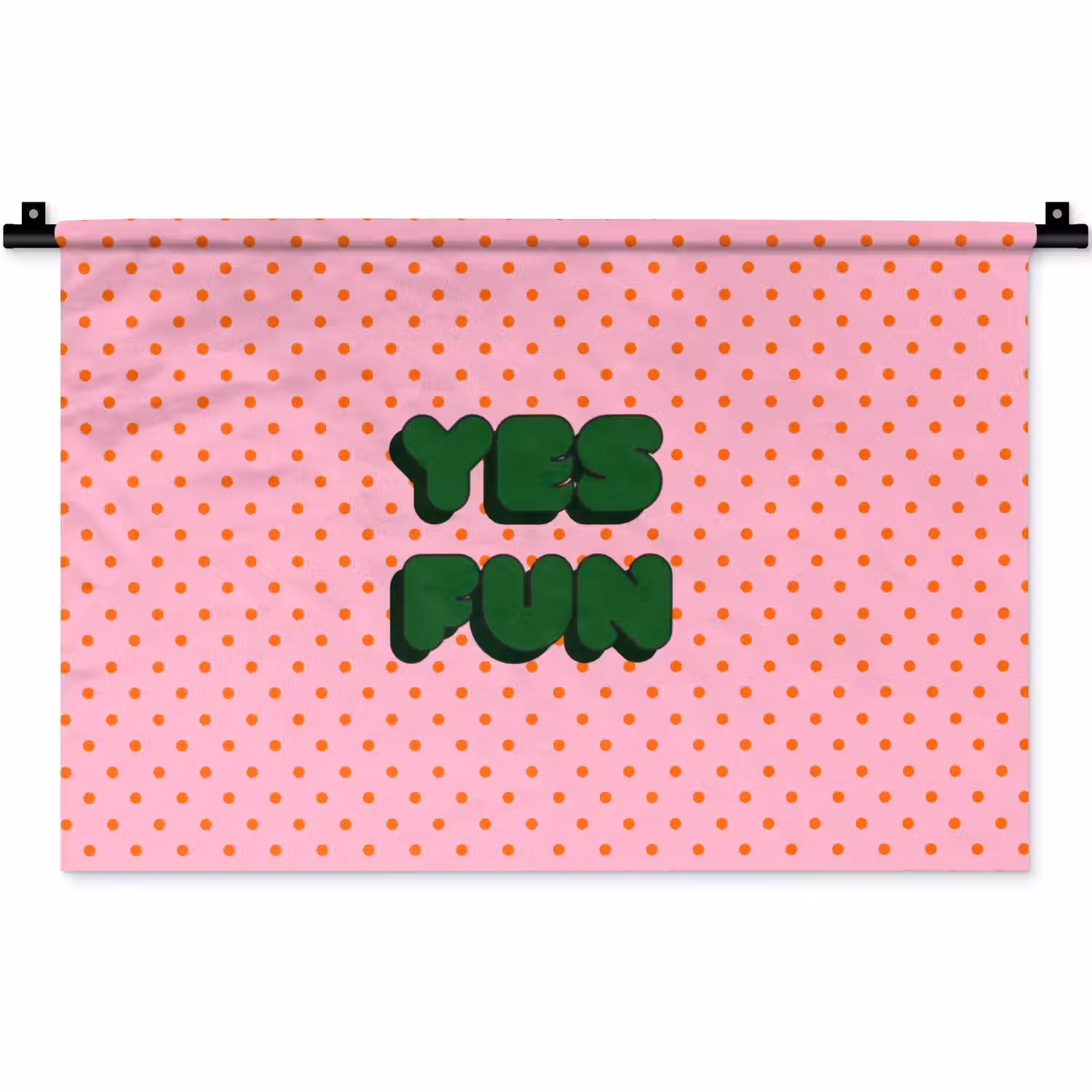 Yes fun - Groen - Roze - Stippen Wandkleed katoen klein -zz3d