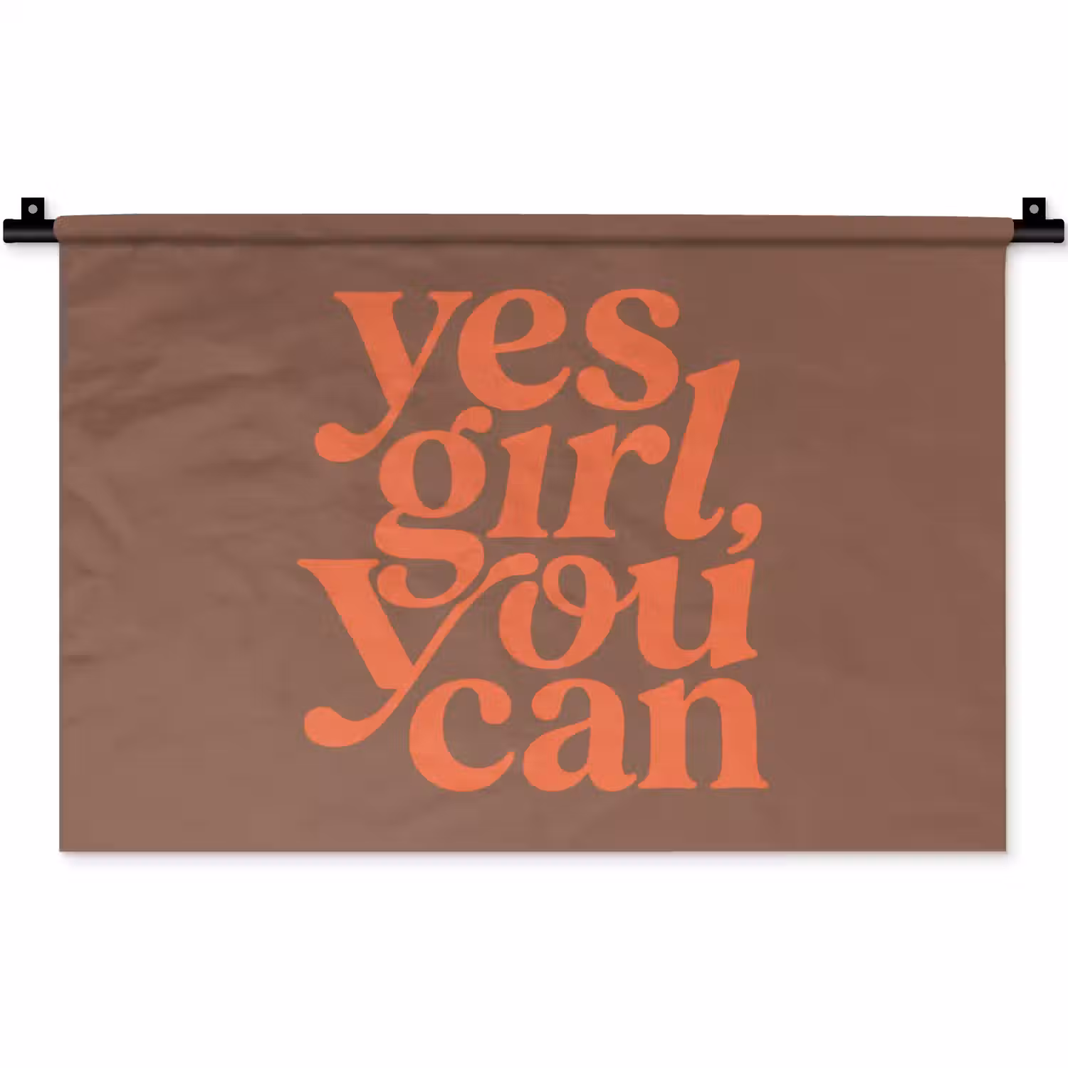 Yes girl you can - Oranje - Bruin Wandkleed katoen klein -zz3d