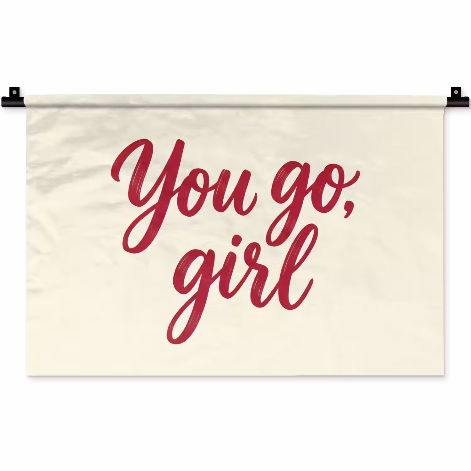 you go girl - Rood - Wit Wandkleed katoen klein -zz3d