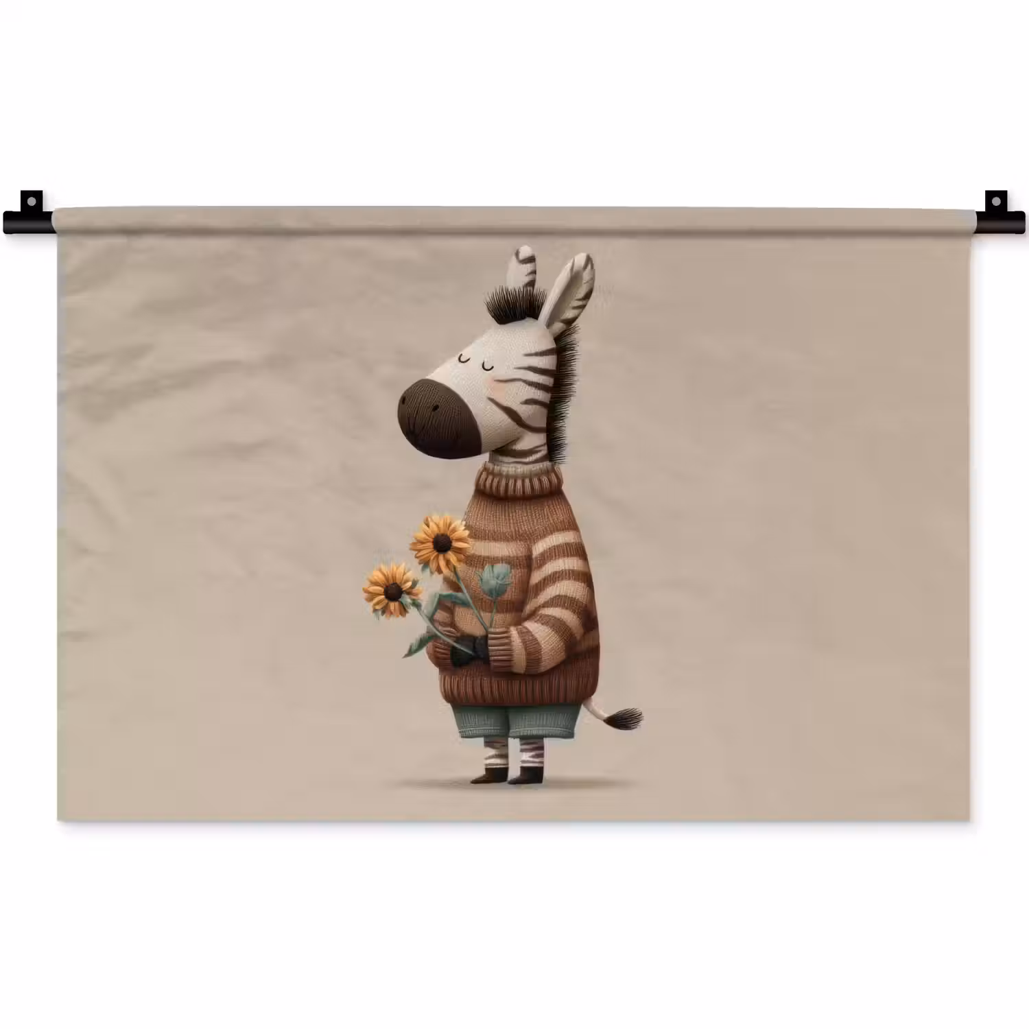 Zebra - Zonnebloemen - Warm Wandkleed katoen klein -zz3d
