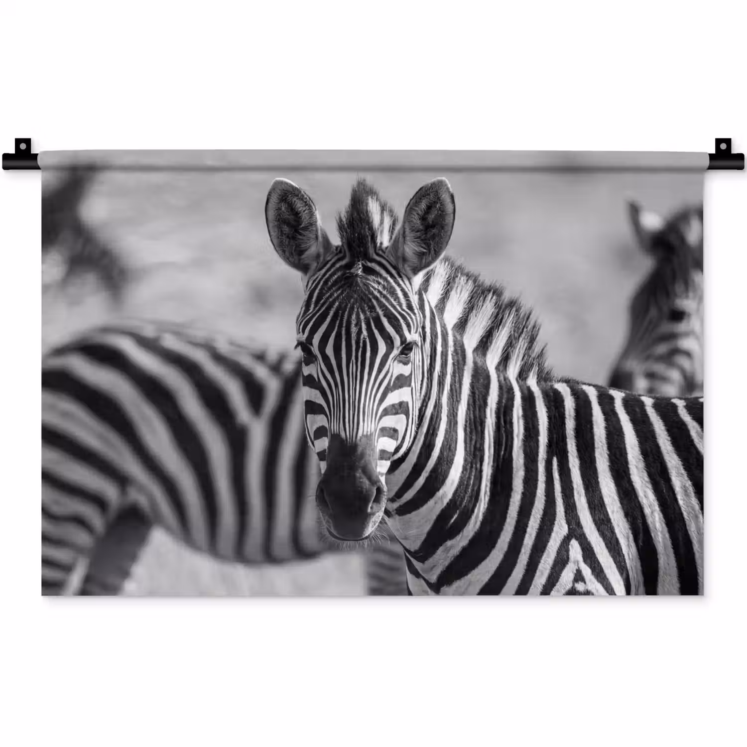 Zebra's - Zwart - Wit Wandkleed katoen klein -zz3d