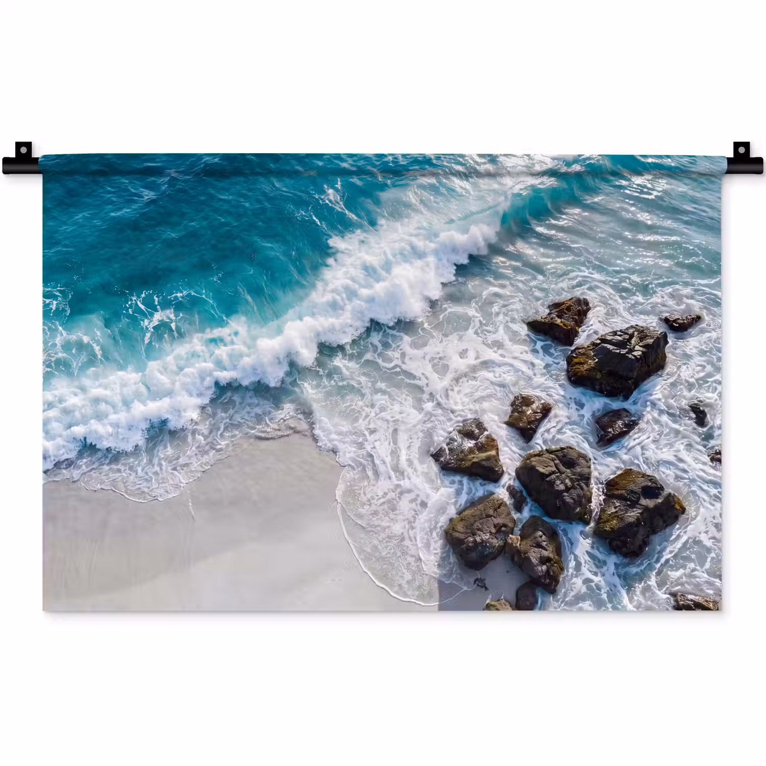 Zee - Golf - Strand - Natuur - Blauw Wandkleed katoen klein -zz3d