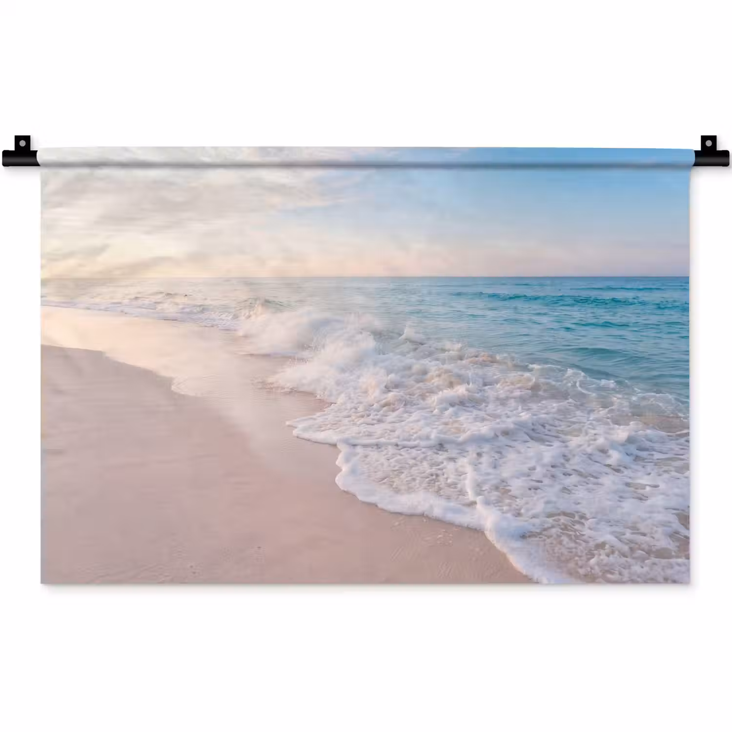 Zee - Golven - Strand - Natuur - Wit Wandkleed katoen klein -zz3d