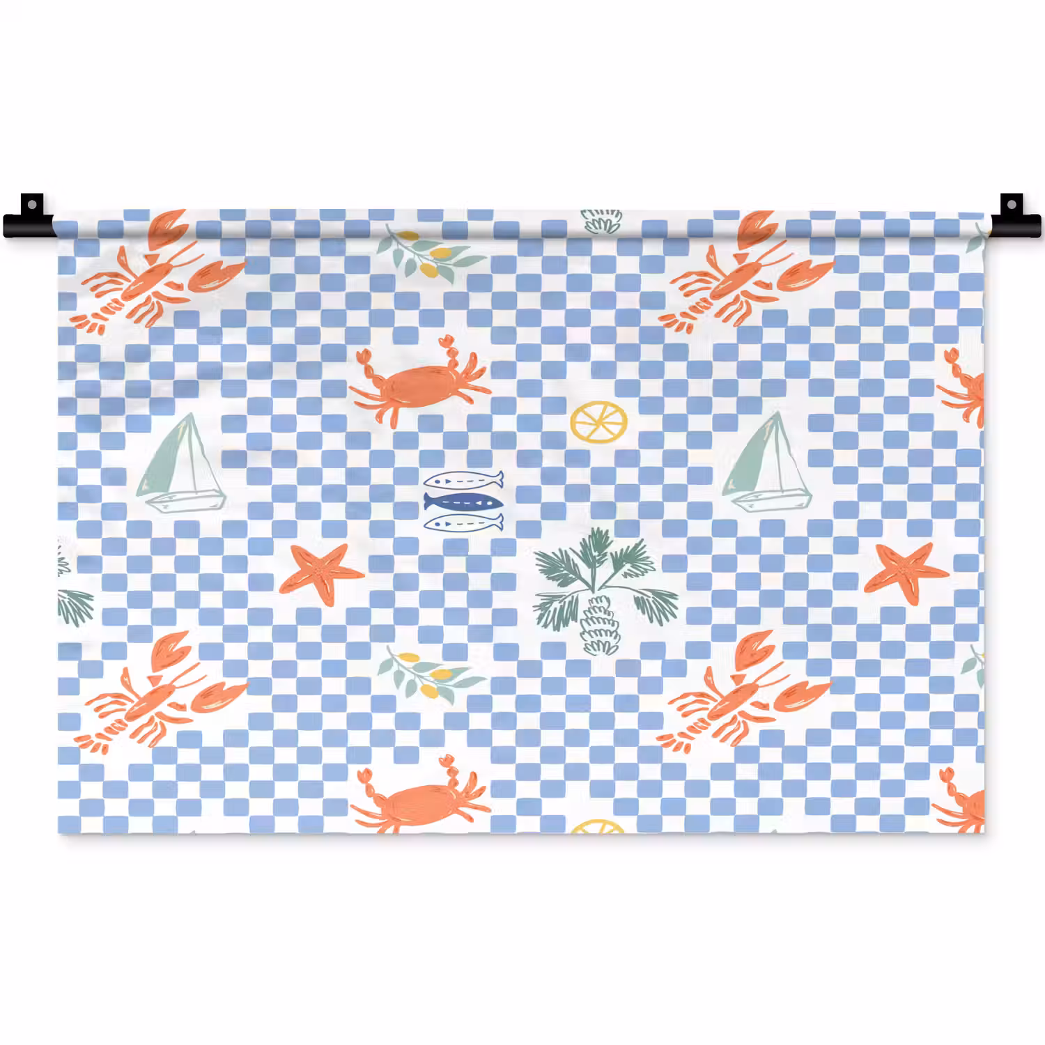 Zee - Sfeer - Zeilboot - Blauw Wandkleed katoen klein 269 -zz3d